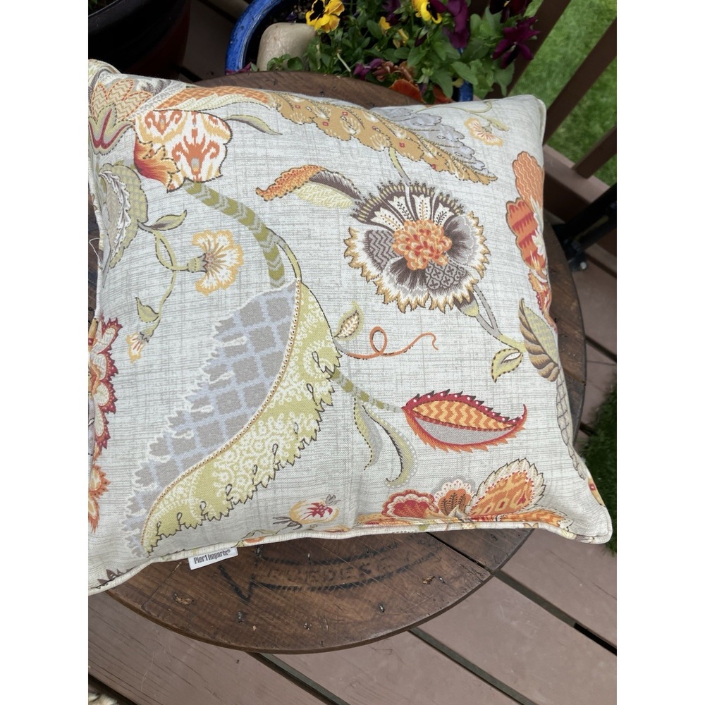 Pier 1 Imports Finders Keepers Floral "Spice" Throw Pillow 16" Boho Fall Accent